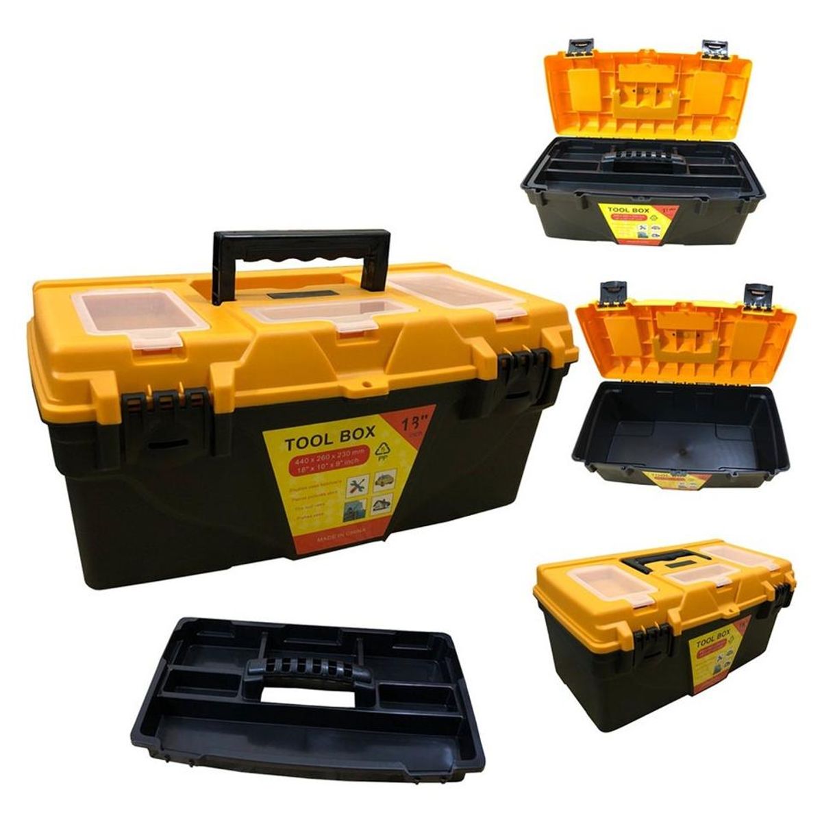 GENERICO - Caja de Herramientas de 13 Pulgadas con Bandeja Interna