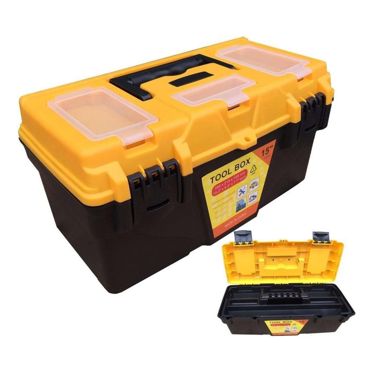 GENERICO - Caja de Herramientas 15 Pulgadas con Bandeja Interna