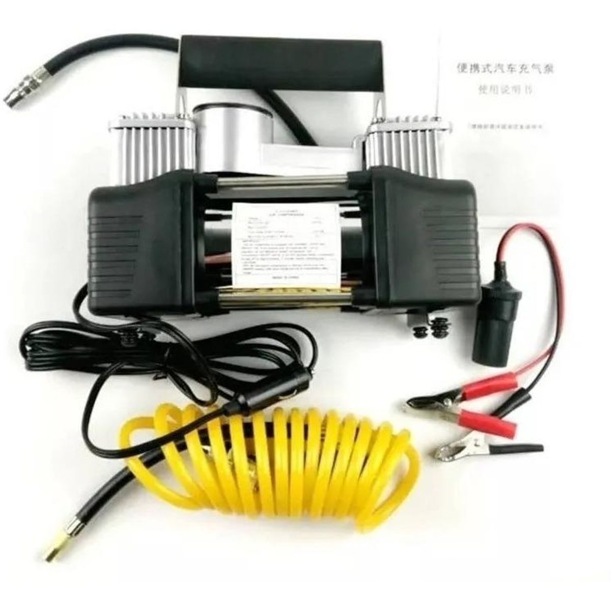 GENERICO - Compresor de Aire Doble Cilindro 12V con Kits de Herramientas
