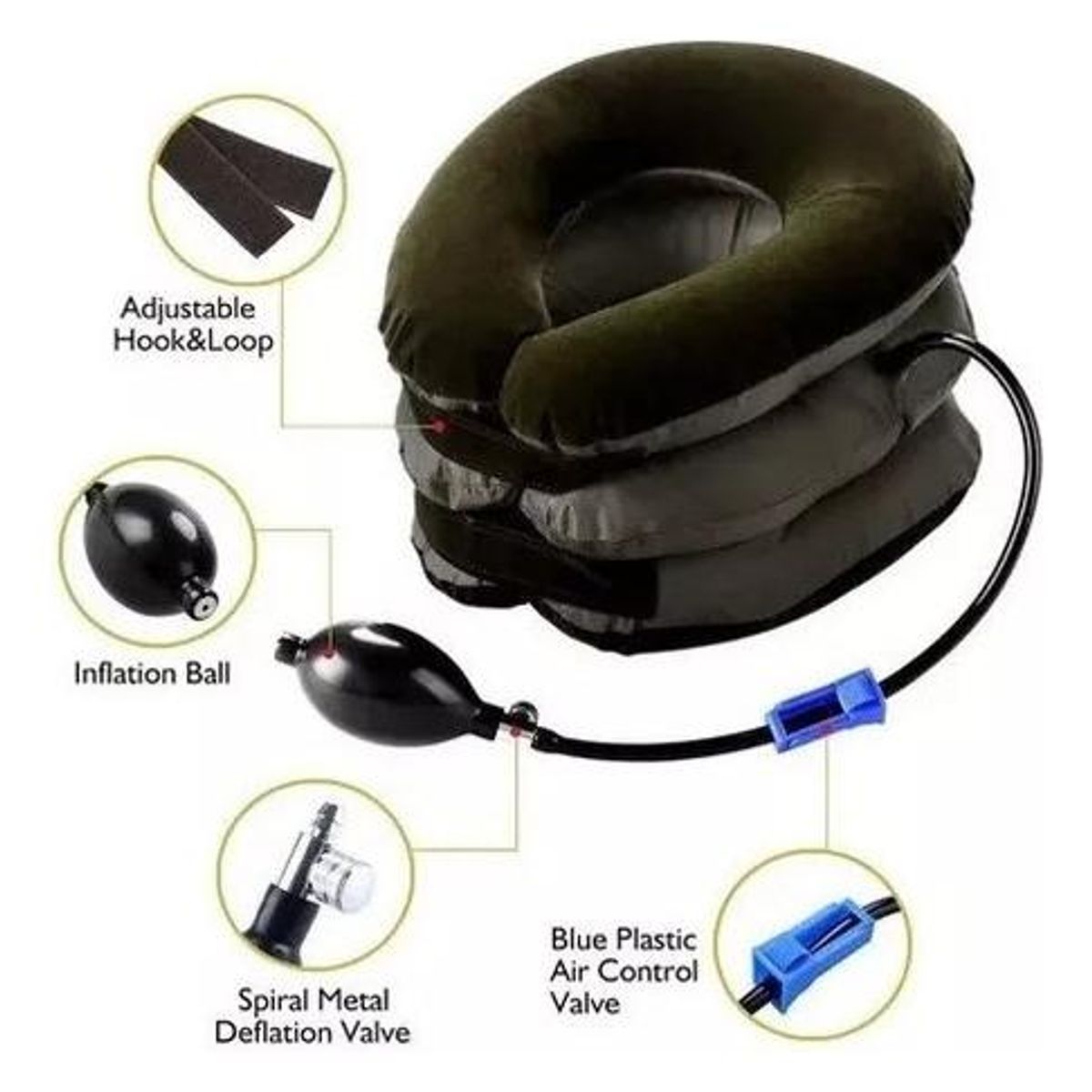 GENERICO - Cojín Inflable de 3 Capas para Alivio Cervical