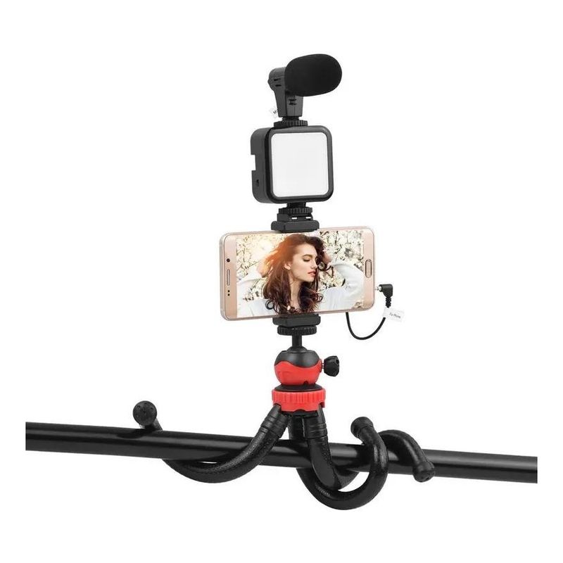 GENERICO - Kit Completo de Video Vlogging con Trípode y Micrófono