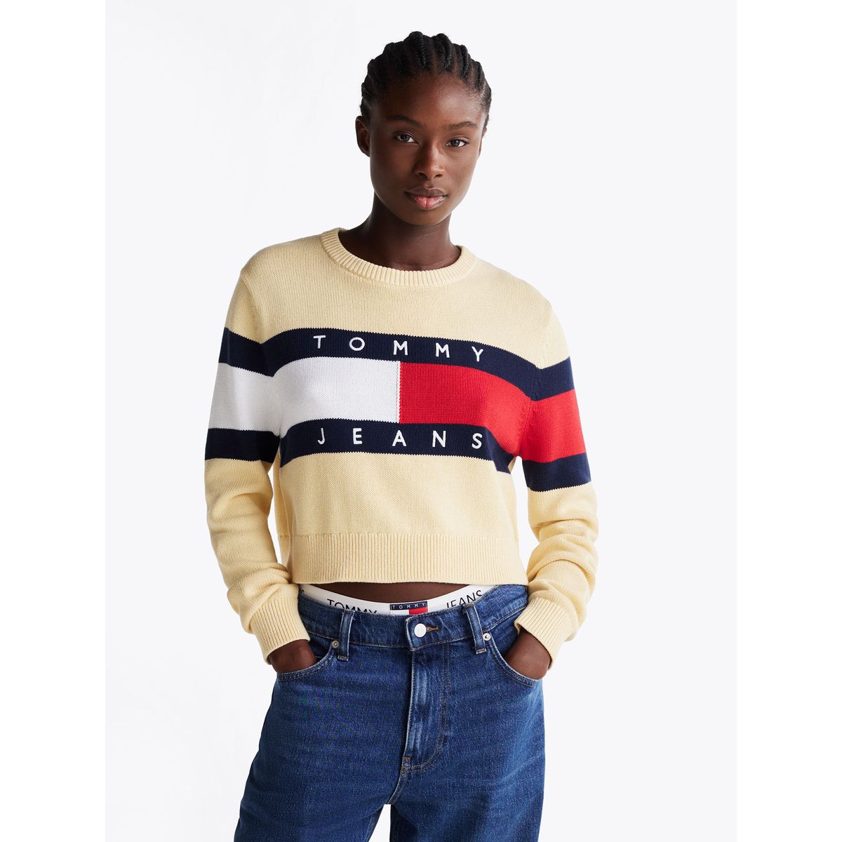 TOMMY HILFIGER - Sweater Color Block Relaxed Con Logo Amarillo Tommy Jeans