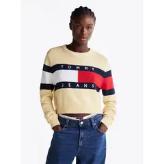 TOMMY HILFIGER - Sweater Color Block Relaxed Con Logo Amarillo Tommy Jeans