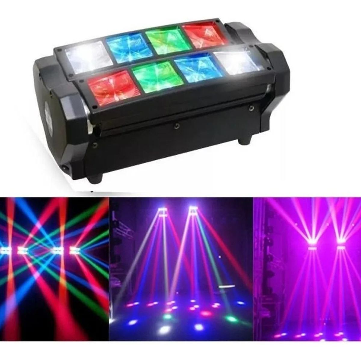 GENERICO - Cabeza Móvil LED Spider Beam RGBW DMX 8x3W para Eventos