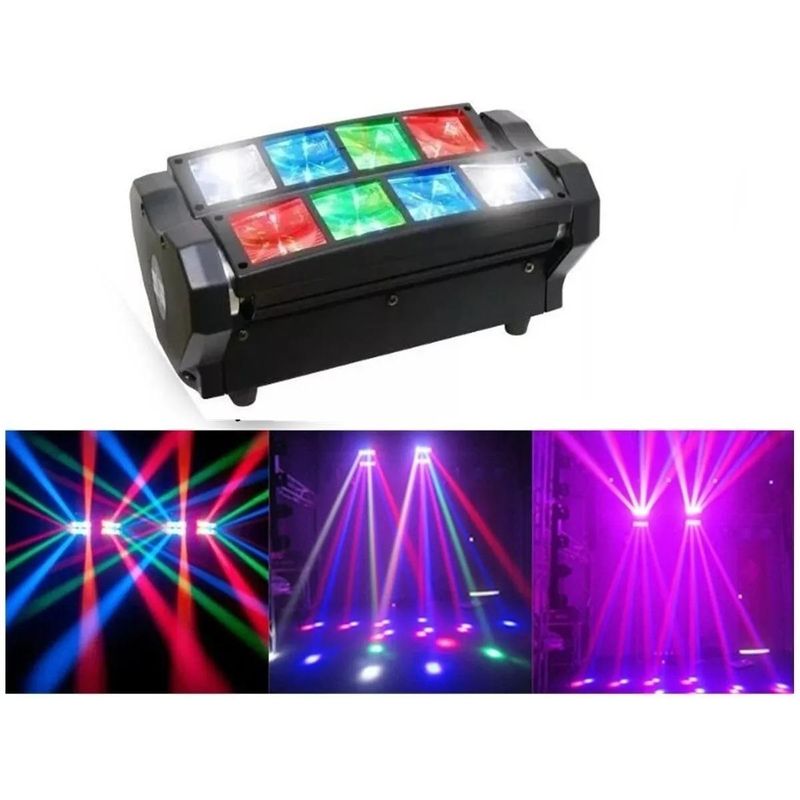 GENERICO - Cabeza Móvil LED Spider Beam RGBW DMX 8x3W para Eventos