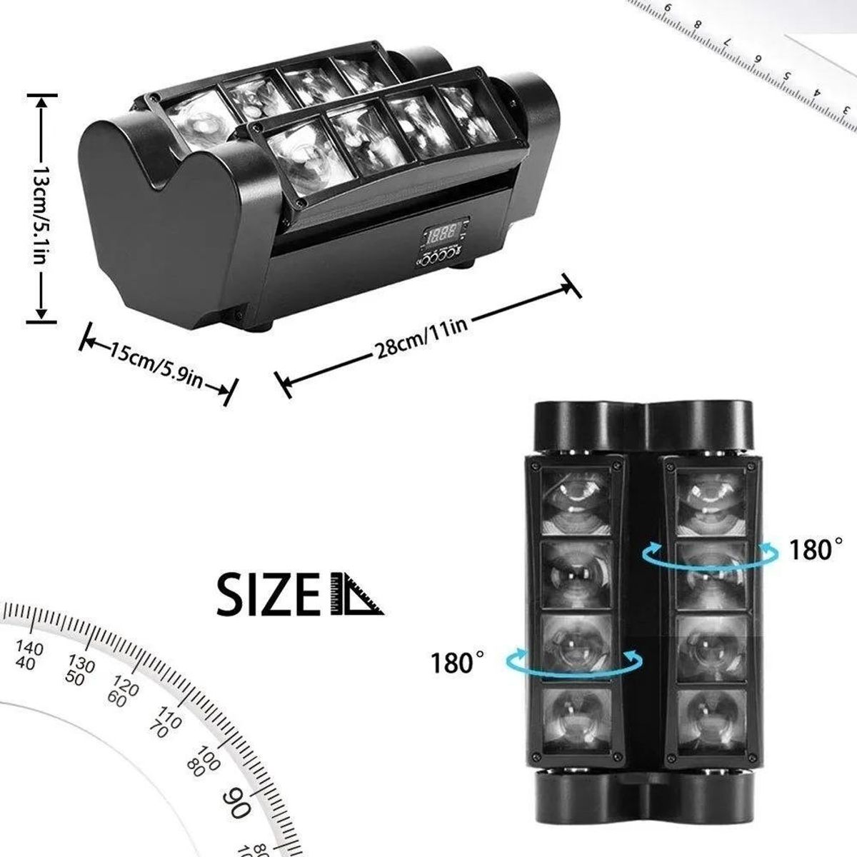 GENERICO - Cabeza Móvil LED Spider Beam RGBW DMX 8x3W para Eventos