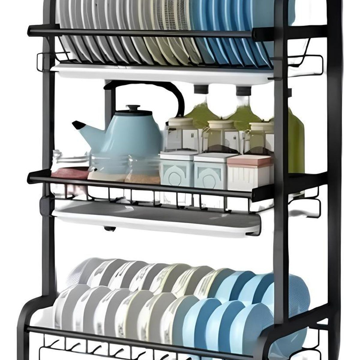 GENERICO - Secador Escurridor de Platos 3 Niveles y Alta Capacidad