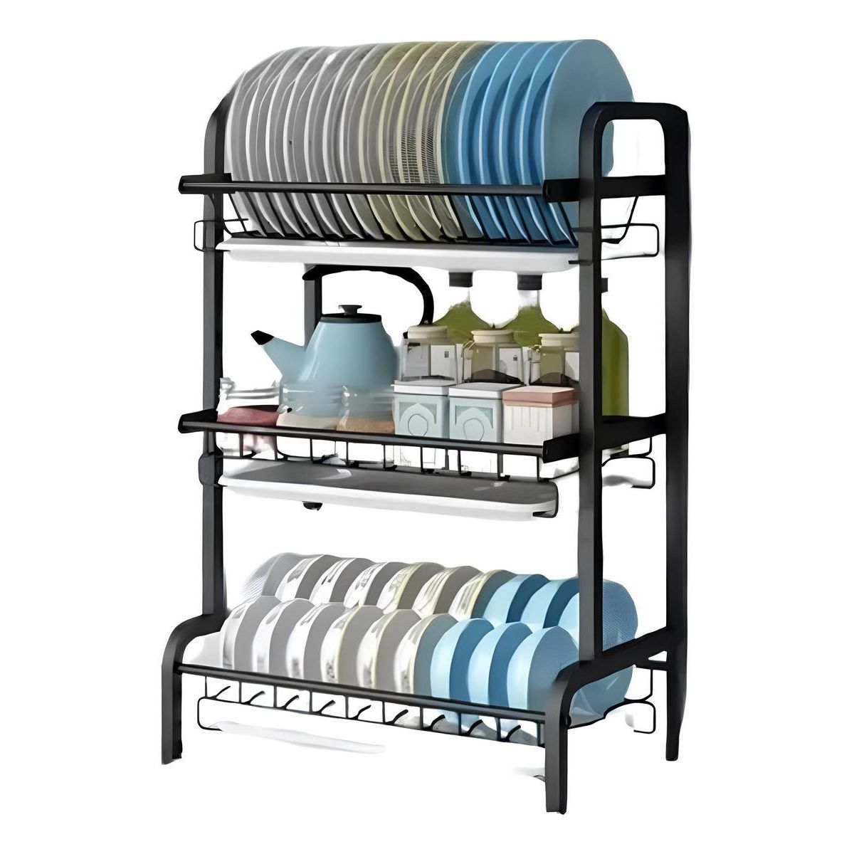 GENERICO - Secador Escurridor de Platos 3 Niveles y Alta Capacidad