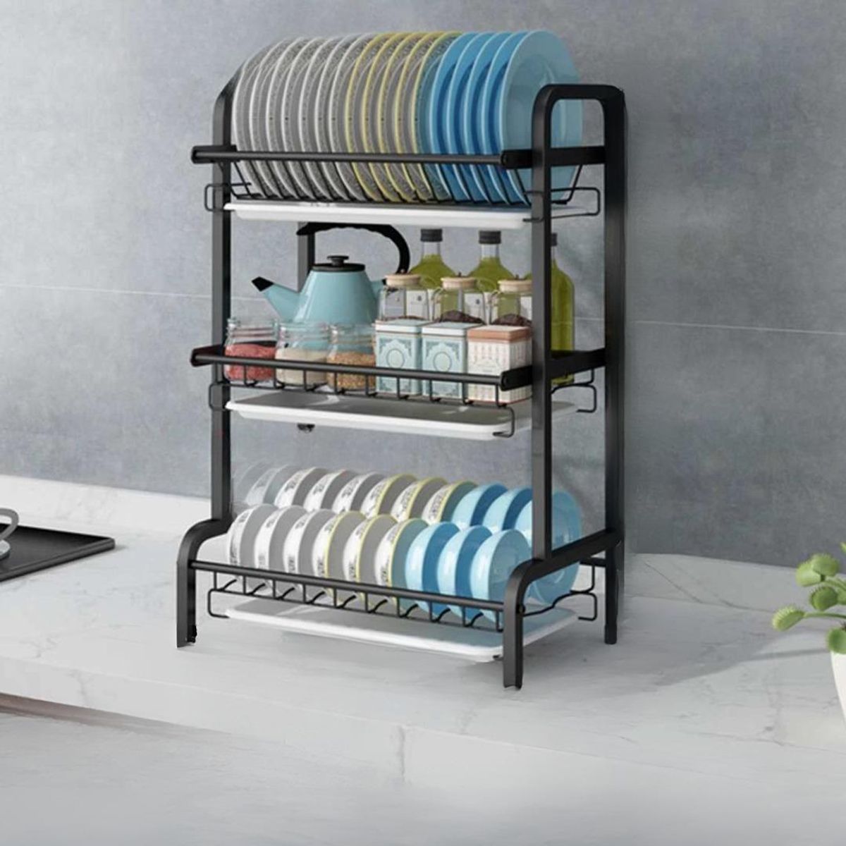 GENERICO - Secador Escurridor de Platos 3 Niveles y Alta Capacidad