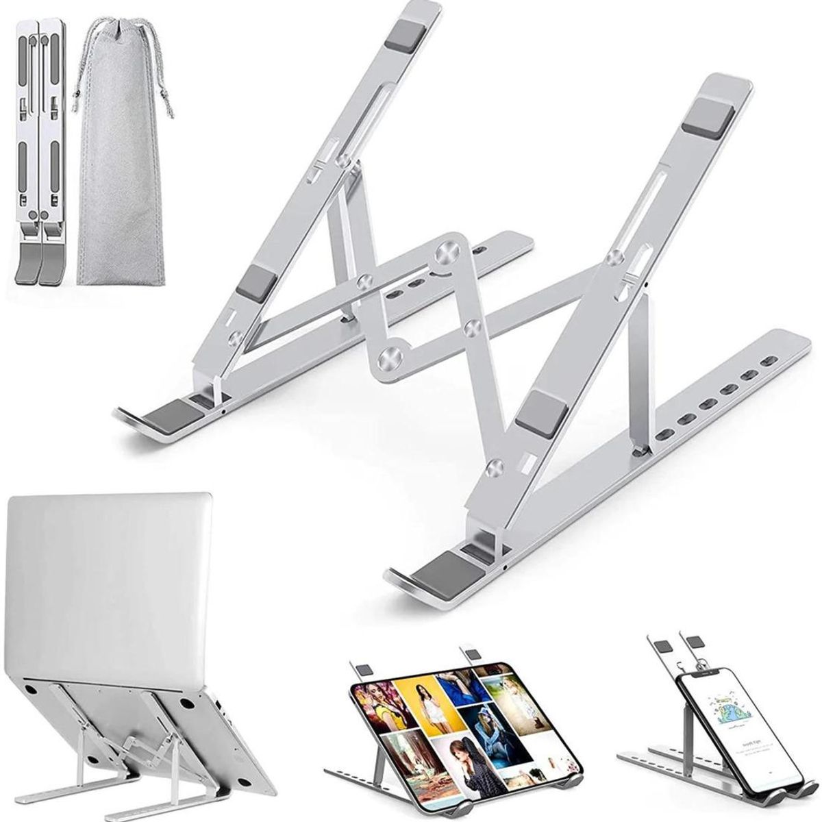 GENERICO - Soporte Metálico Ajustable para Computadora y Notebook