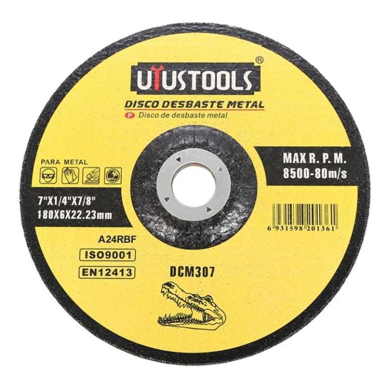 GENERICO - Pack de 5 Discos de Desbaste para Corte de Metal 180 mm