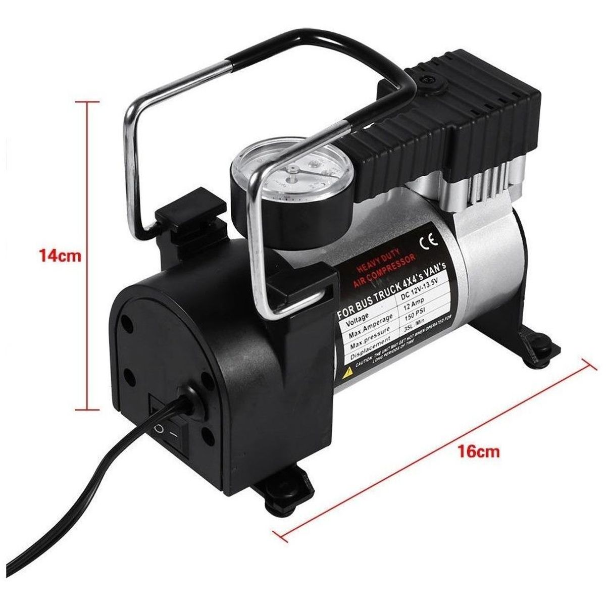 GENERICO - Compresor de Aire 12V Portátil para Auto y Moto