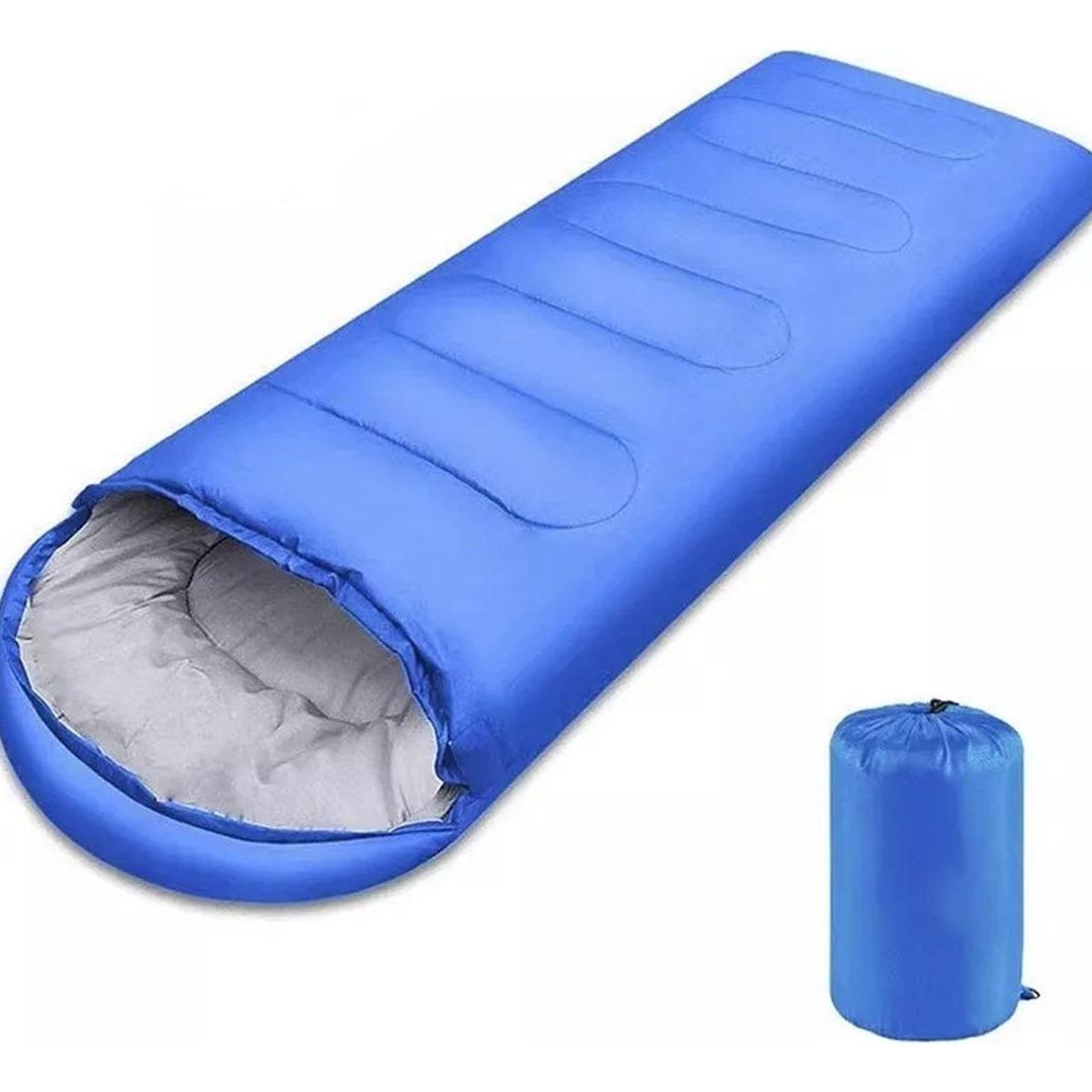 GENERICO - Saco de Dormir Camping con Capucha de Algodón Color Azul