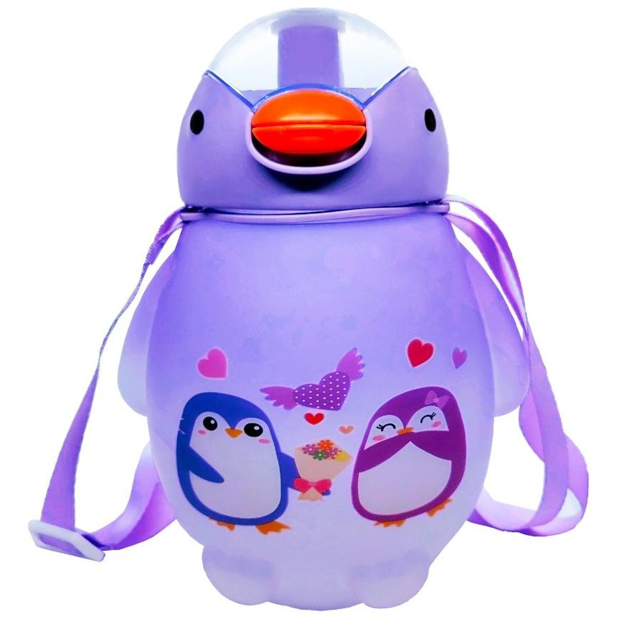 GENERICO - Botella de Agua Kawaii Morada con Stickers 1500ml
