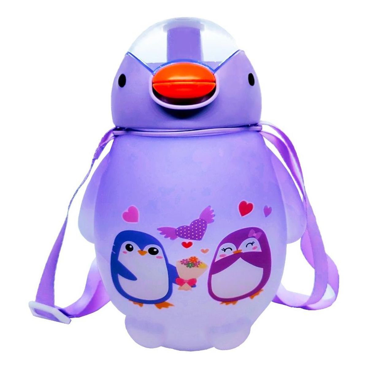 GENERICO - Botella de Agua Kawaii Morada con Stickers 1500ml