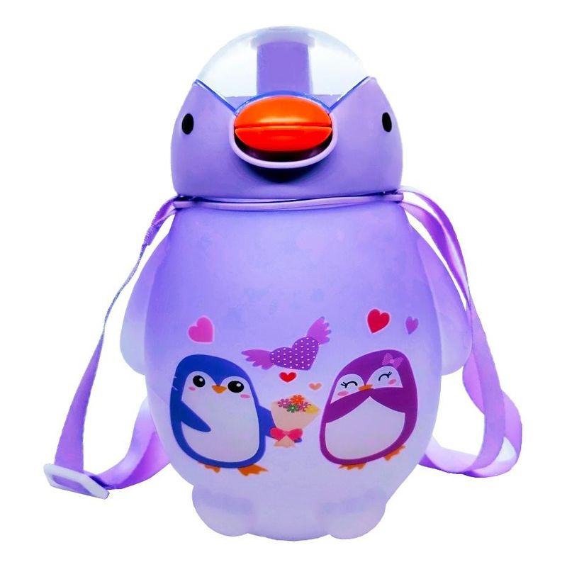 GENERICO - Botella de Agua Kawaii Morada con Stickers 1500ml