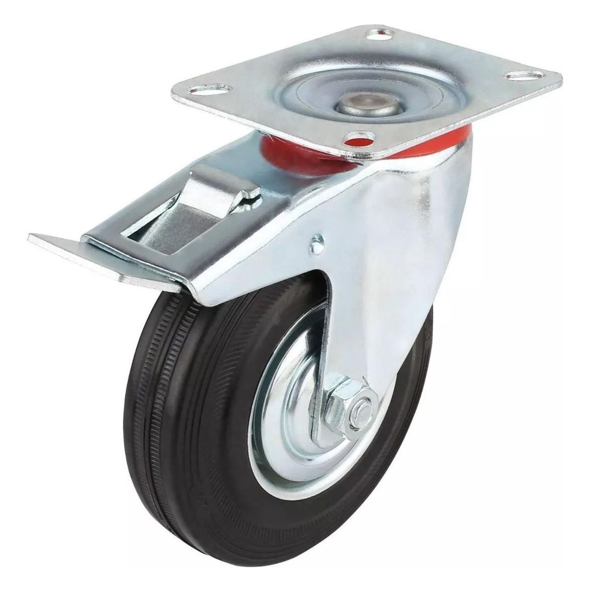 GENERICO - Pack de 2 Ruedas Giratorias de PVC con Freno de 4"