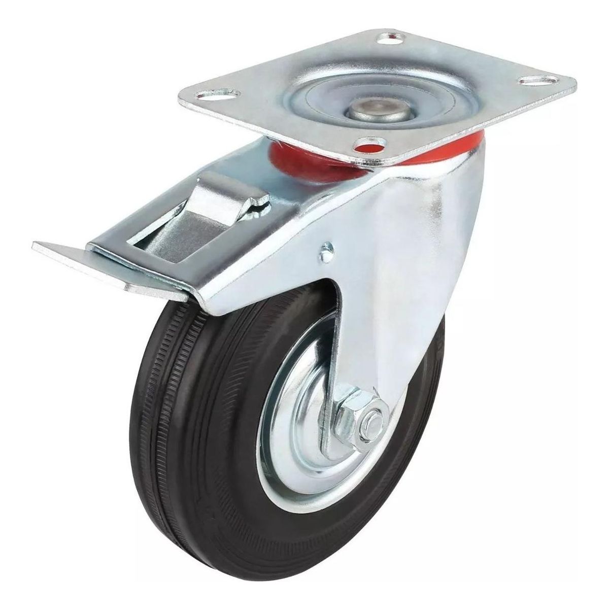 GENERICO - Pack de 2 Ruedas Giratorias de PVC con Freno de 4"