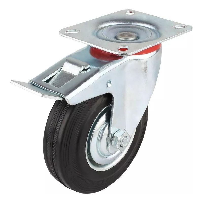 GENERICO - Pack de 2 Ruedas Giratorias de PVC con Freno de 4"