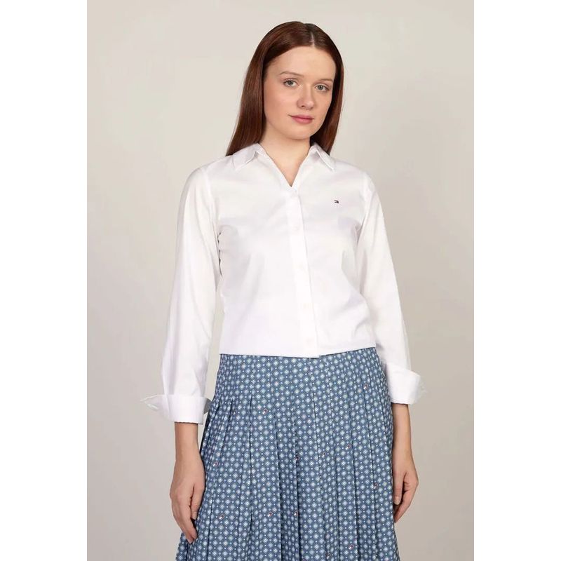 TOMMY HILFIGER - Camisa De Popelín Regular Fit Blanco Tommy Hilfiger