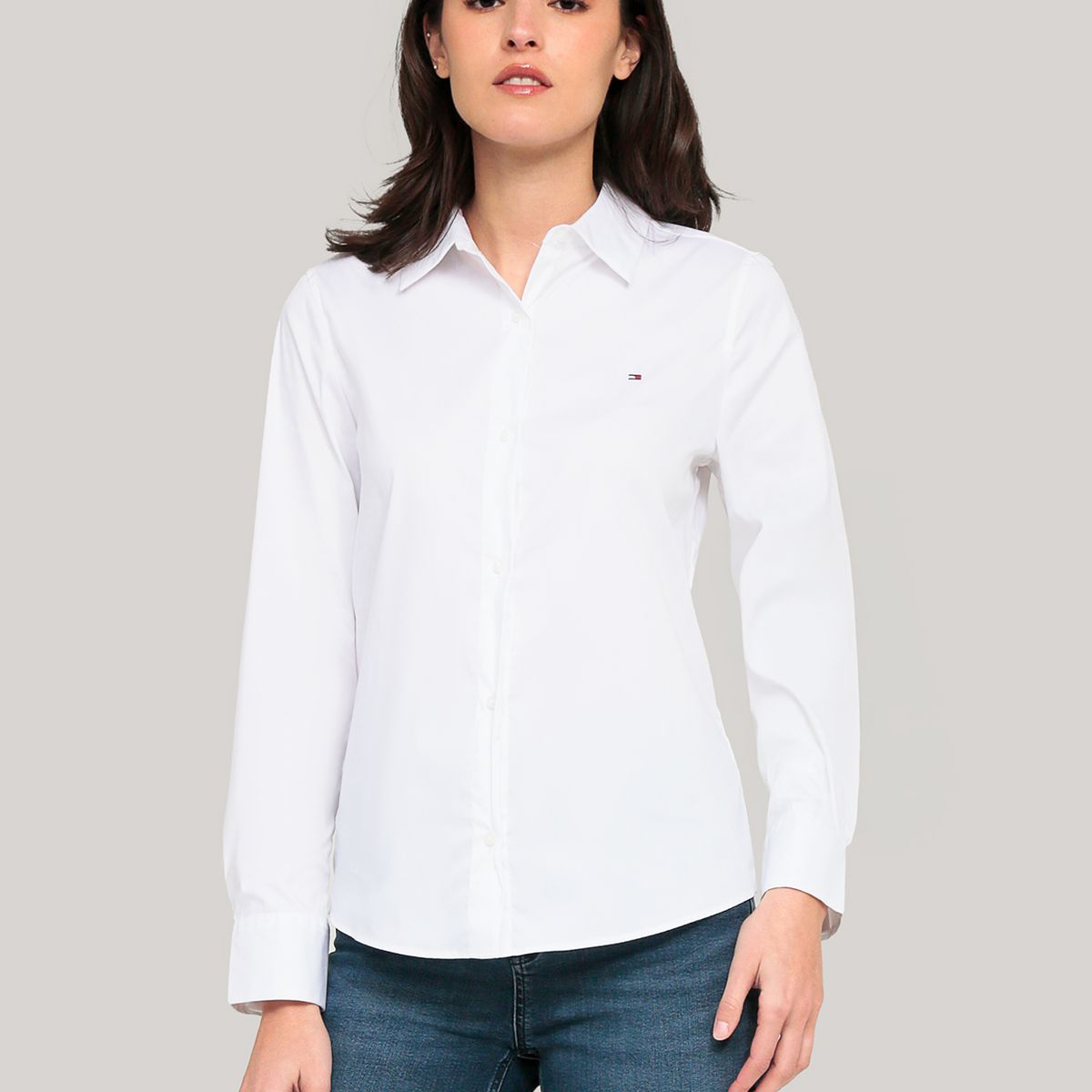 TOMMY HILFIGER - Camisa De Popelín Regular Fit Blanco Tommy Hilfiger