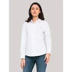 TOMMY HILFIGER - Camisa De Popelín Regular Fit Blanco