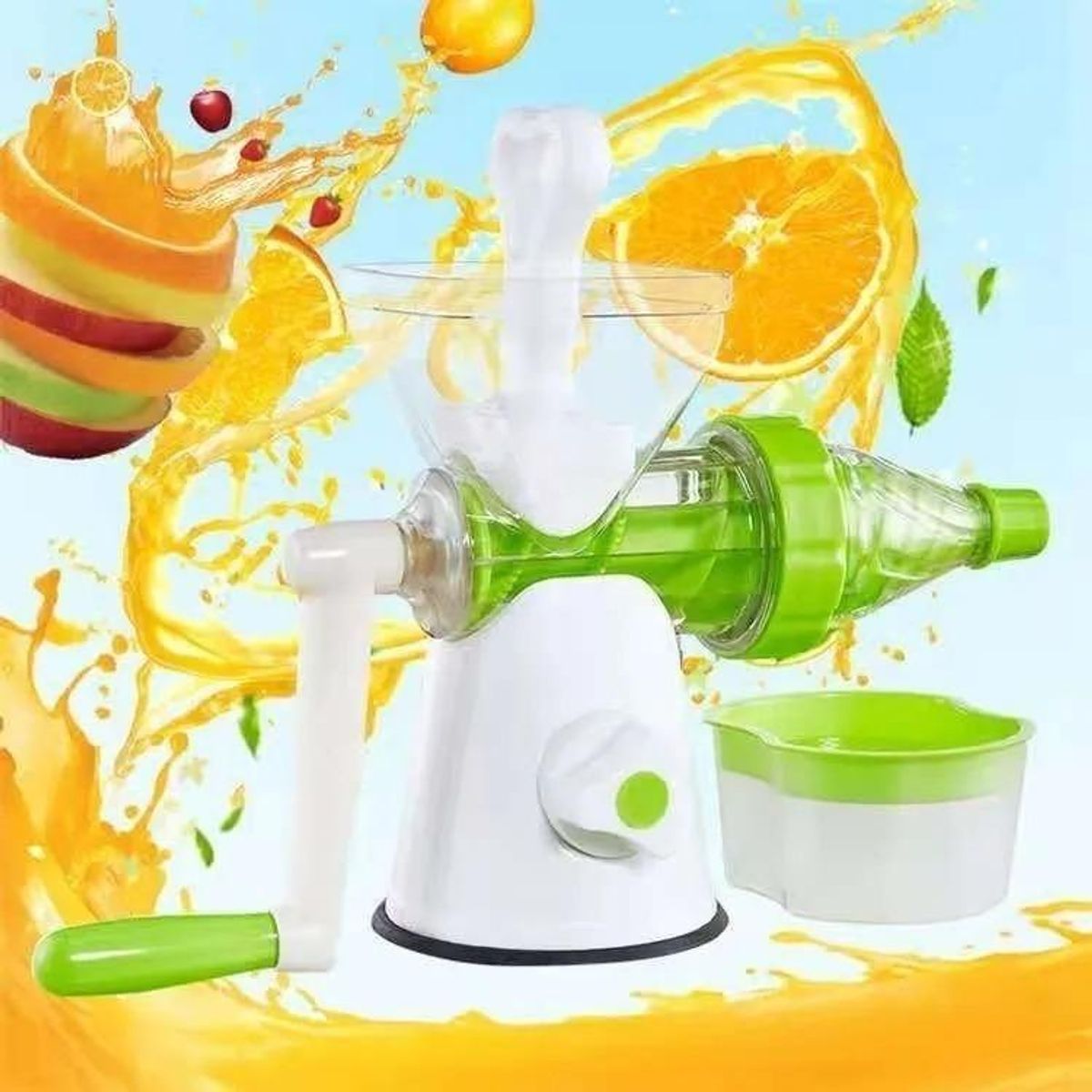 GENERICO - Juguera Batidora Manual Portátil VerdeBlanco 400-600mL