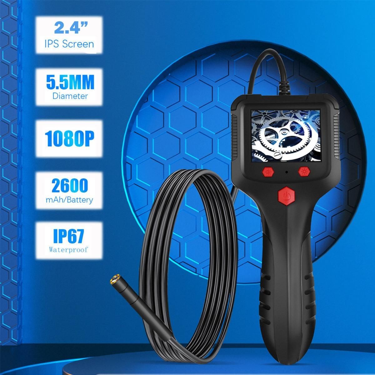 GENERICO - Cámara de Inspección Endoscópica HD con Pantalla 24"