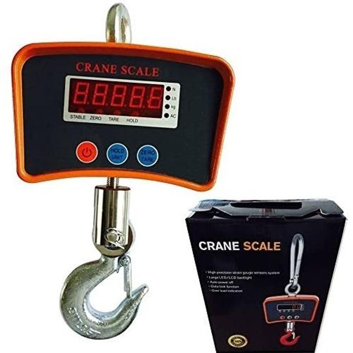 GENERICO - Balanza Digital de 1 Tonelada con Gancho y Pantalla LCD.
