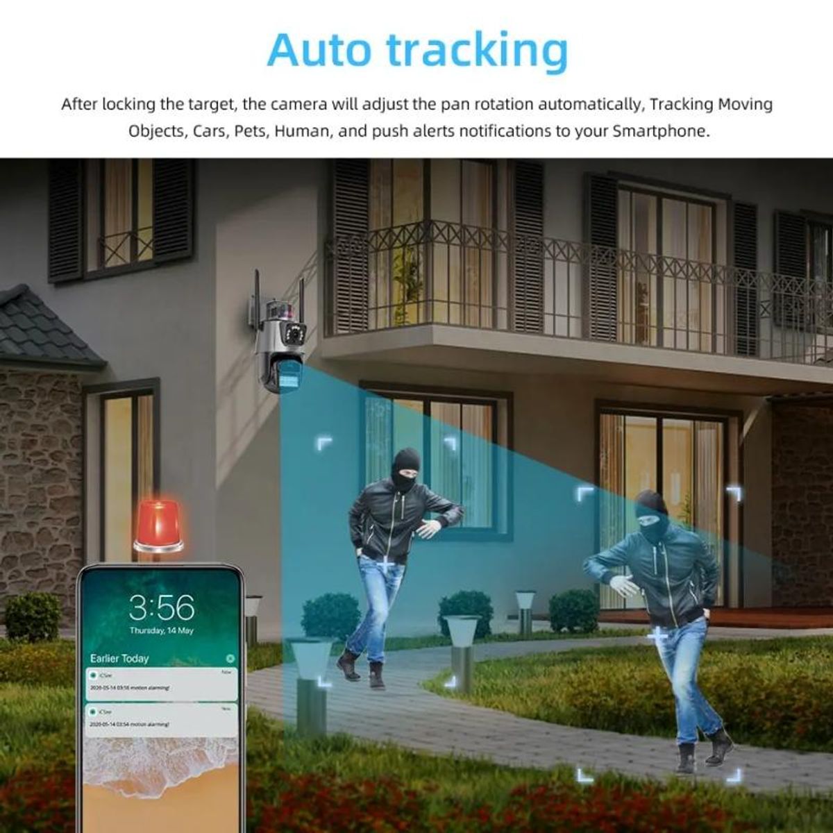 GENERICO - Cámara Domo Wifi Full HD con Doble Lente y Alarma