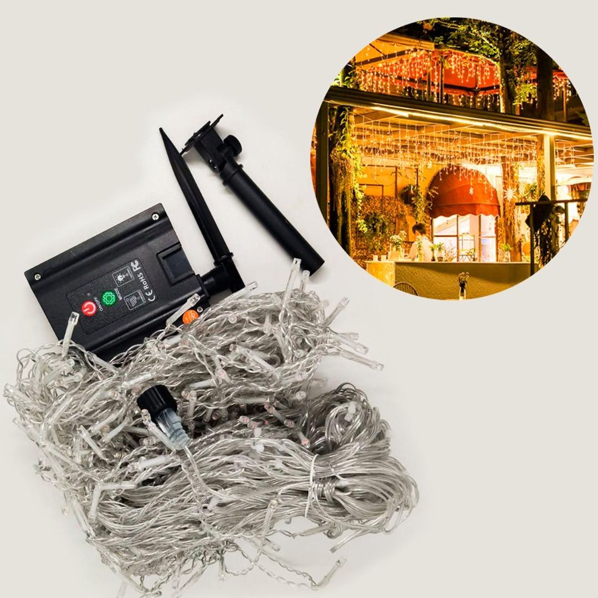 GENERICO - Luces de Cascada Solar LED 12m - 500 Luces para Decoración