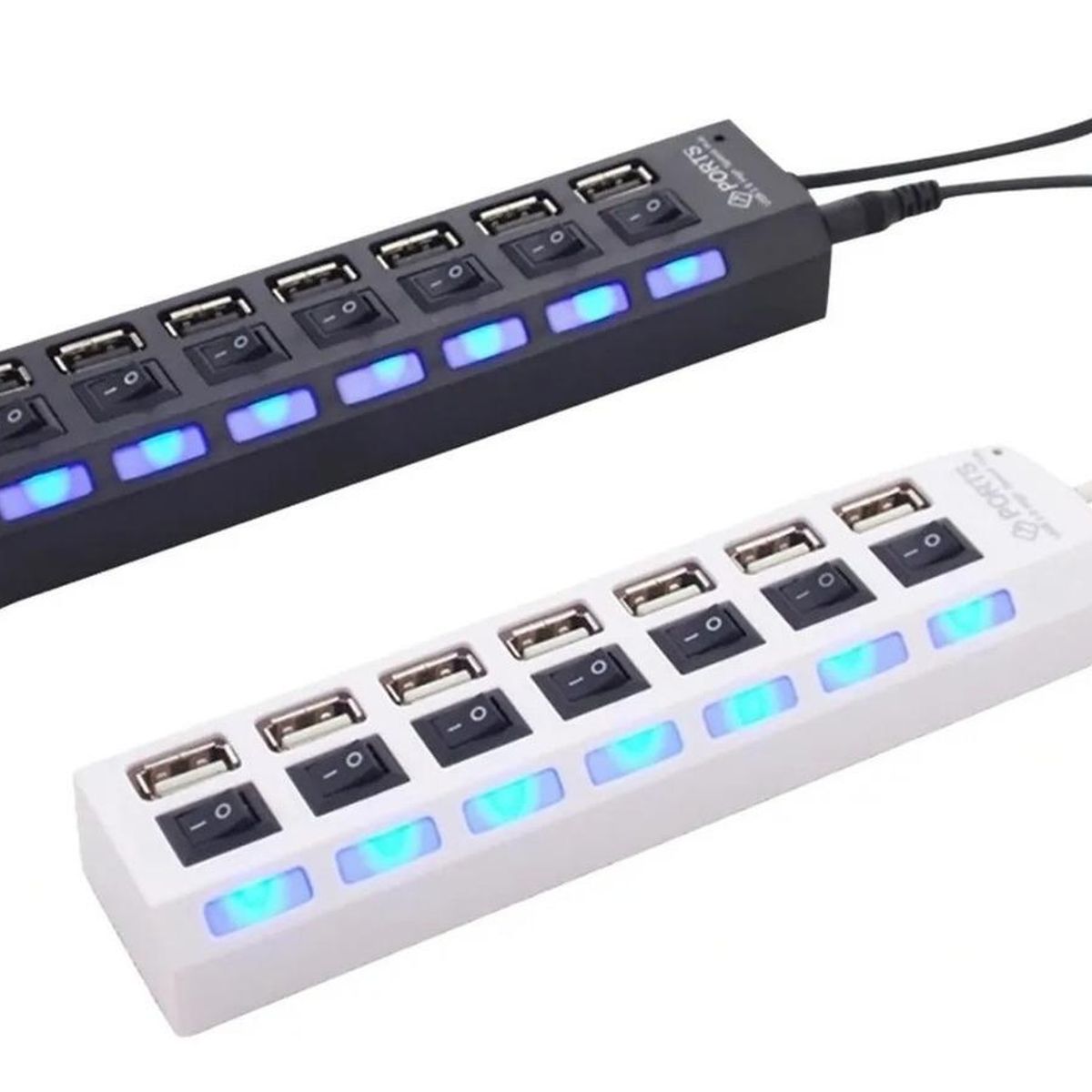 GENERICO - Hub USB 20 de 7 Puertos con Interruptores y LED