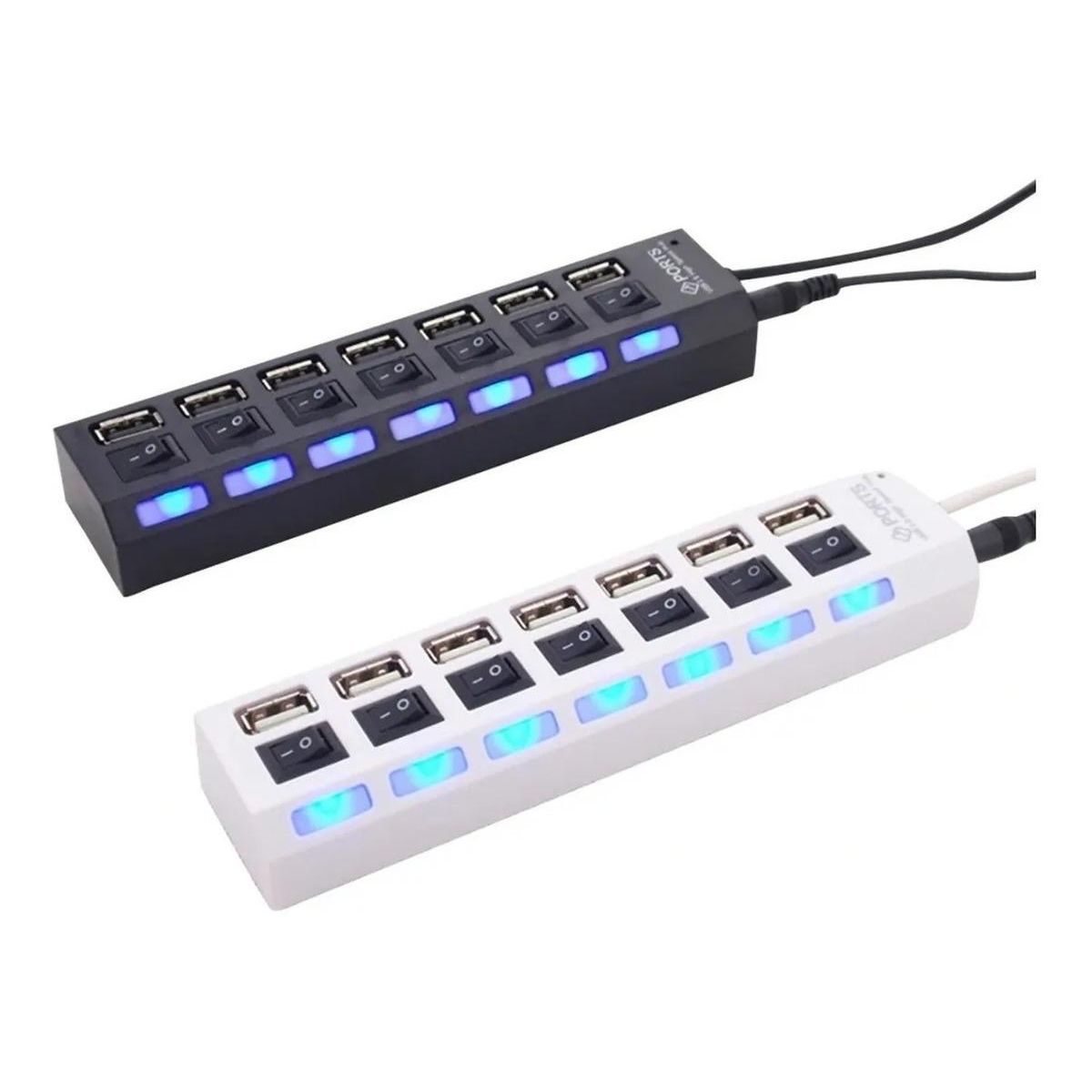 GENERICO - Hub USB 20 de 7 Puertos con Interruptores y LED