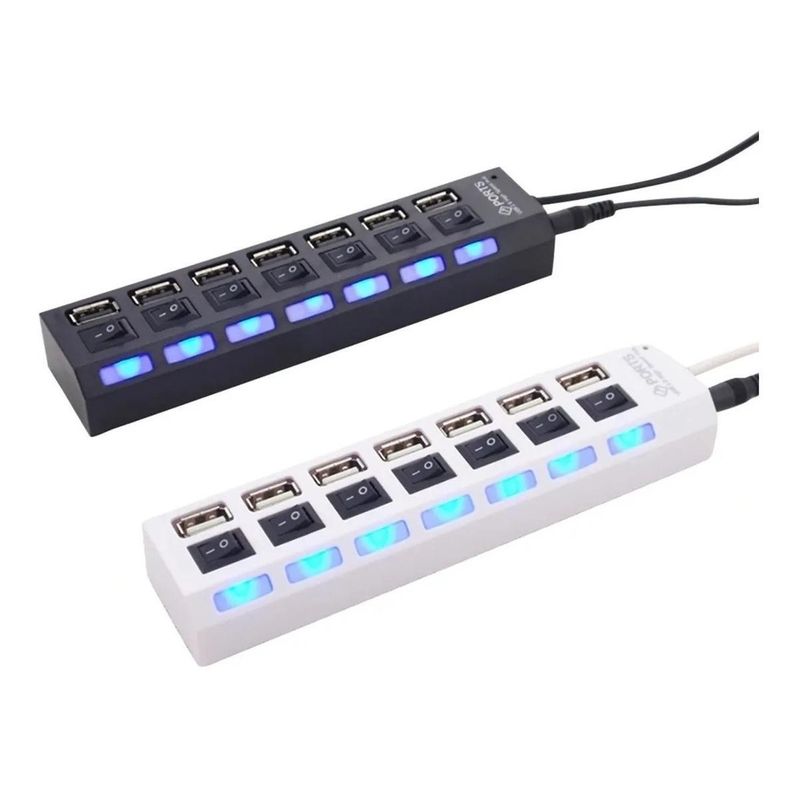 GENERICO - Hub USB 20 de 7 Puertos con Interruptores y LED