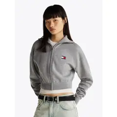 TOMMY HILFIGER - Cárdigan Cropped Con Cierre Gris Tommy Jeans
