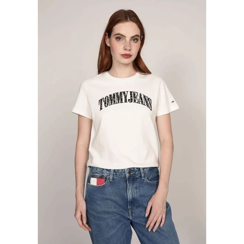 TOMMY HILFIGER - Polera Con Logo De Flores Blanco Tommy Jeans