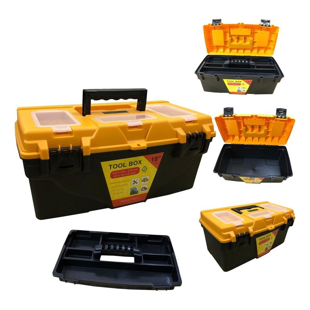 GENERICO - Caja de herramientas de 18 pulgadas con bandeja interna