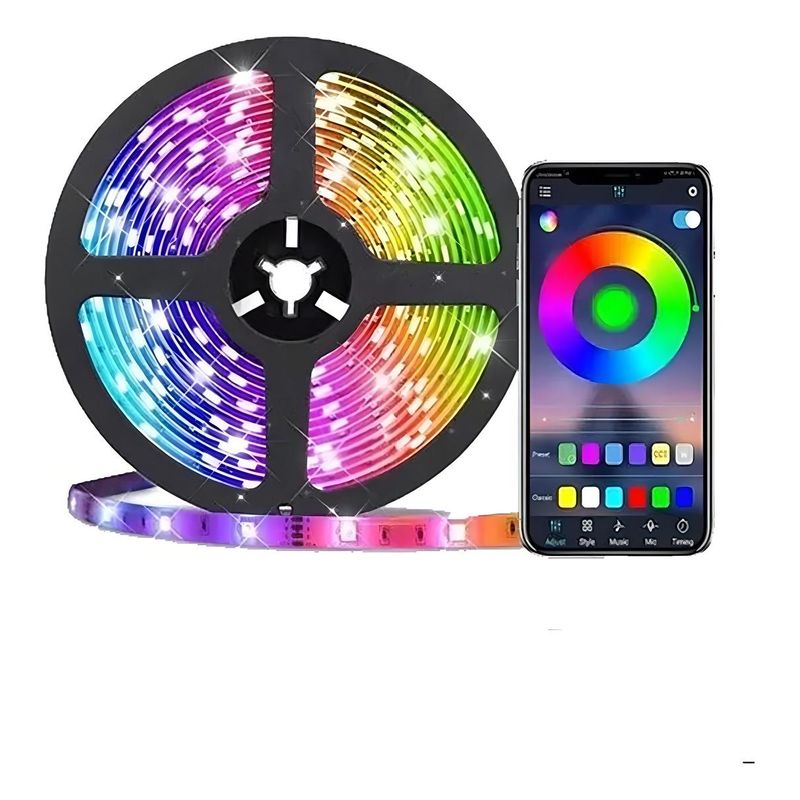 GENERICO - Cinta LED RGB Bluetooth de 5 metros con IP64