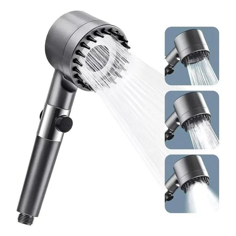 GENERICO - Cabezal Redondo de Ducha Ajustable con Filtro - 3 Modos