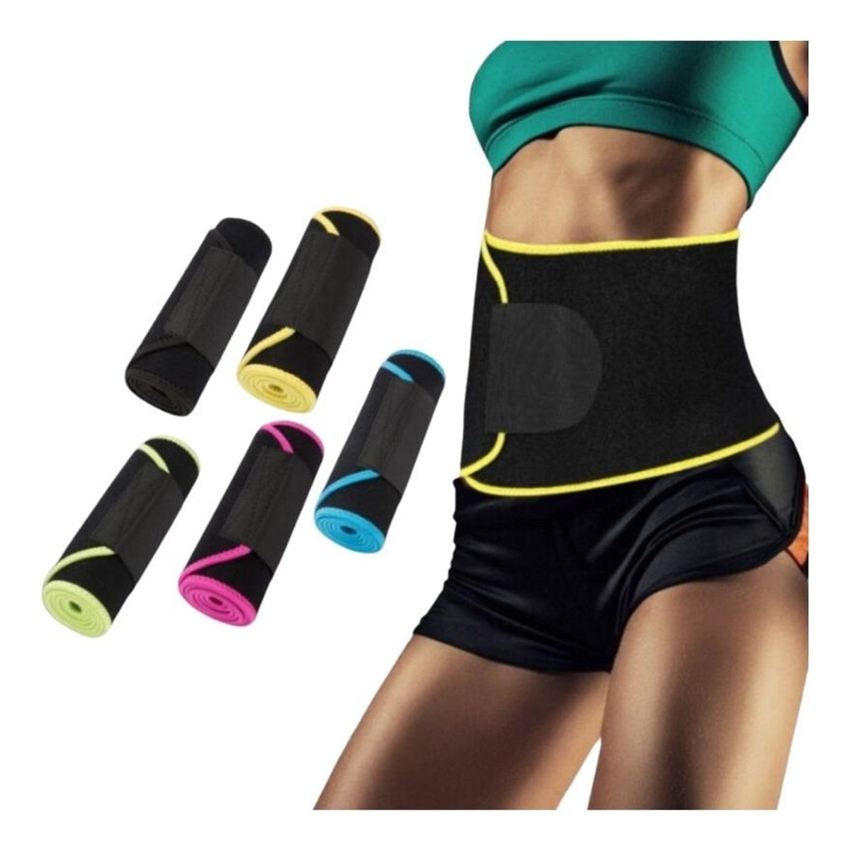 GENERICO - Faja Reductora Deportiva Negra Ajustable y Elástica