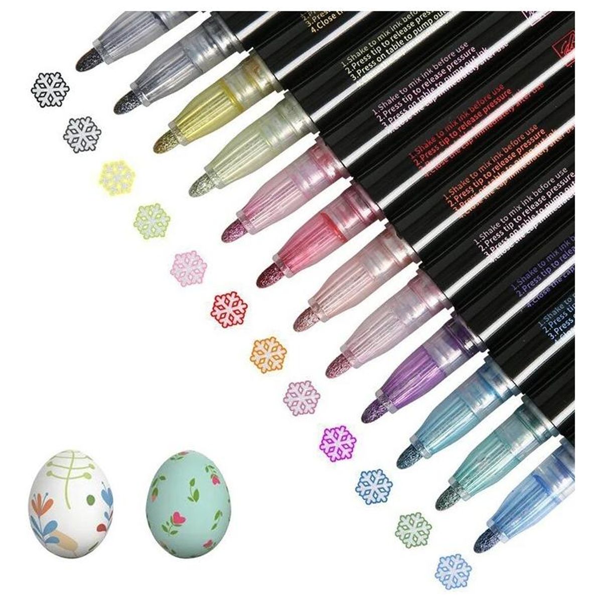 GENERICO - 12 Marcadores Doble Línea Metalizados para Manualidades