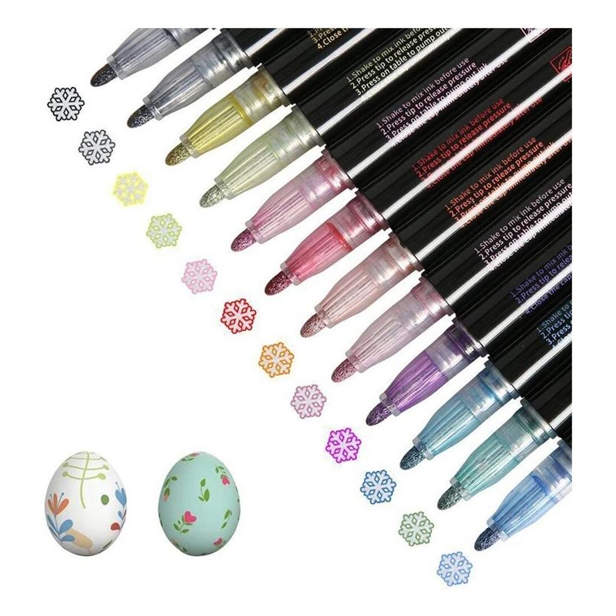 GENERICO - 12 Marcadores Doble Línea Metalizados para Manualidades