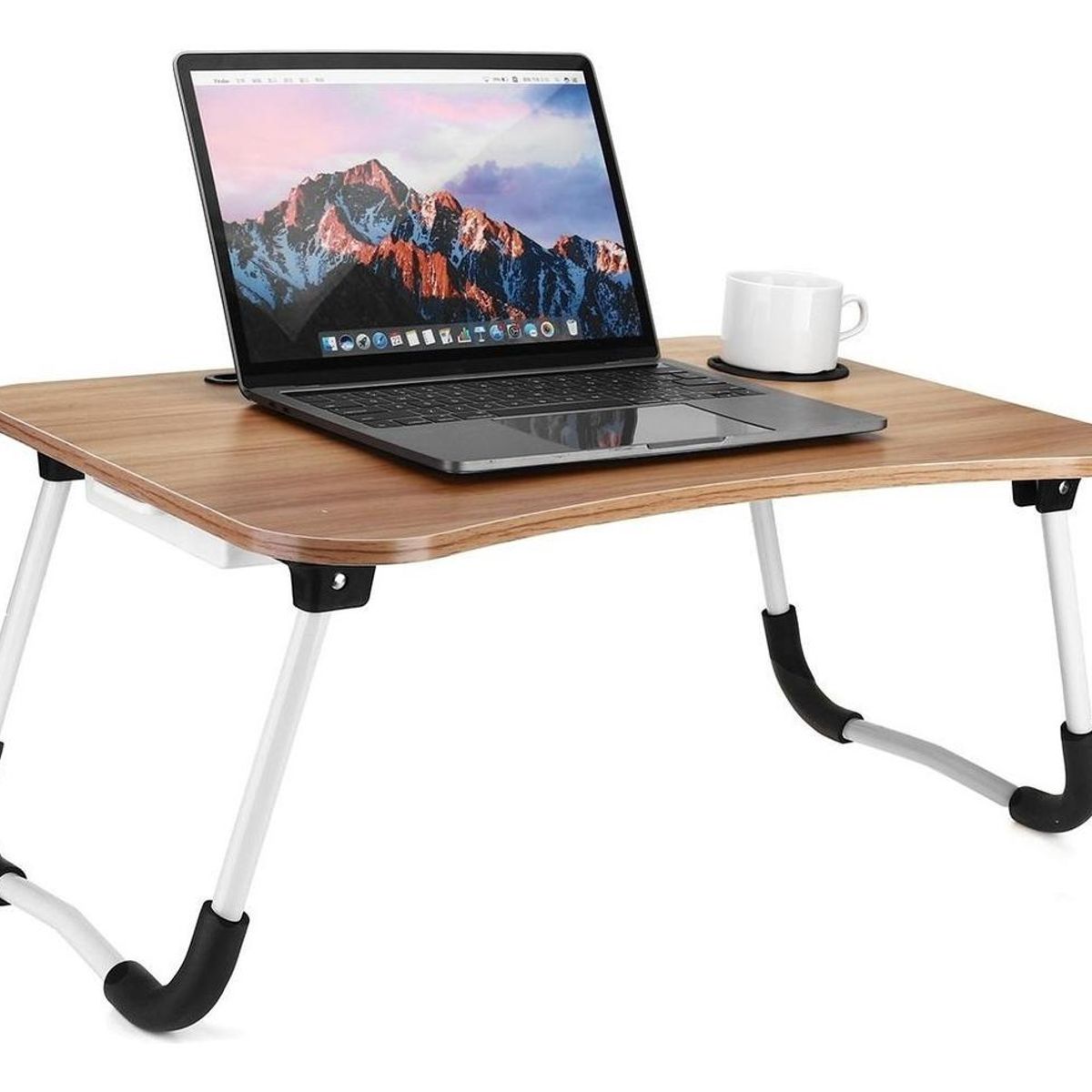 GENERICO - Mesa Plegable para Notebook y Tablet con Portavasos 60x40cm