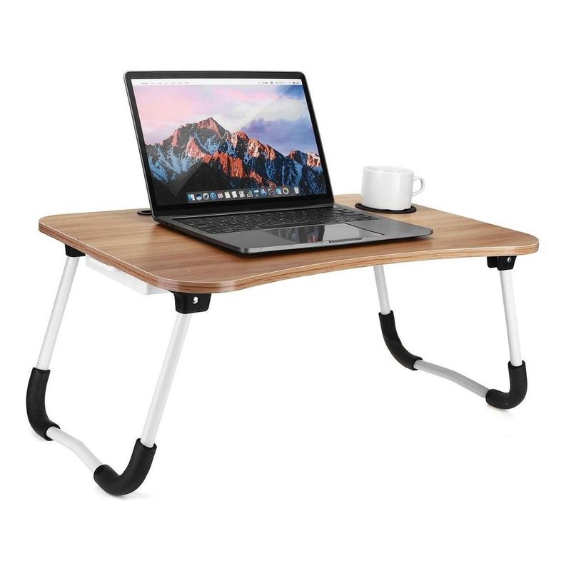 GENERICO - Mesa Plegable para Notebook y Tablet con Portavasos 60x40cm