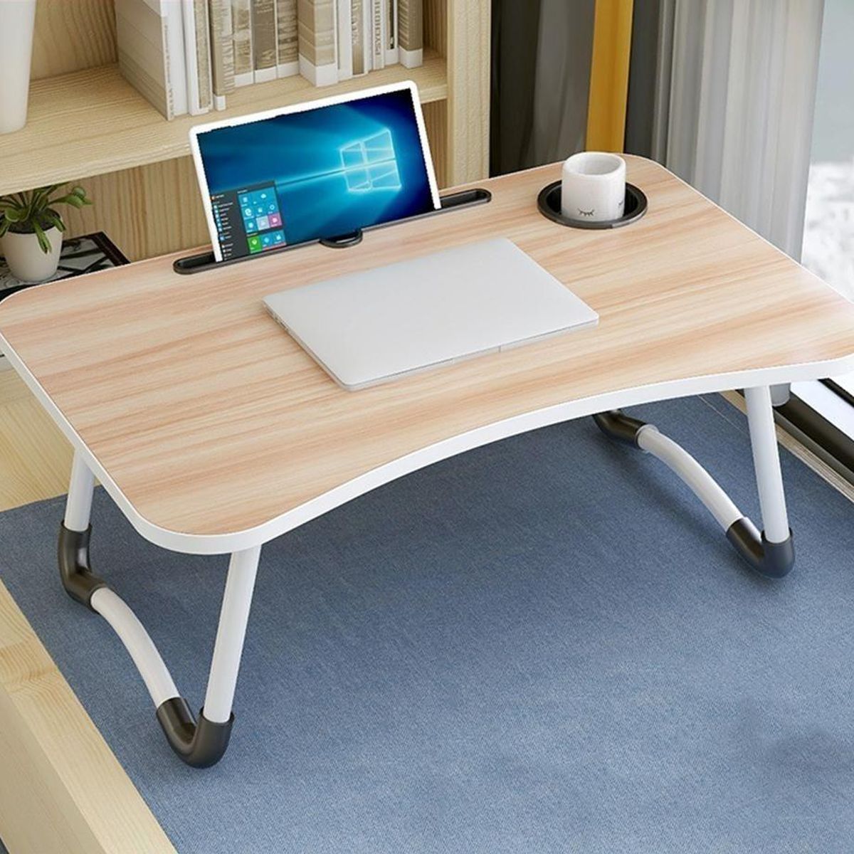 GENERICO - Mesa Plegable para Notebook y Tablet con Portavasos 60x40cm