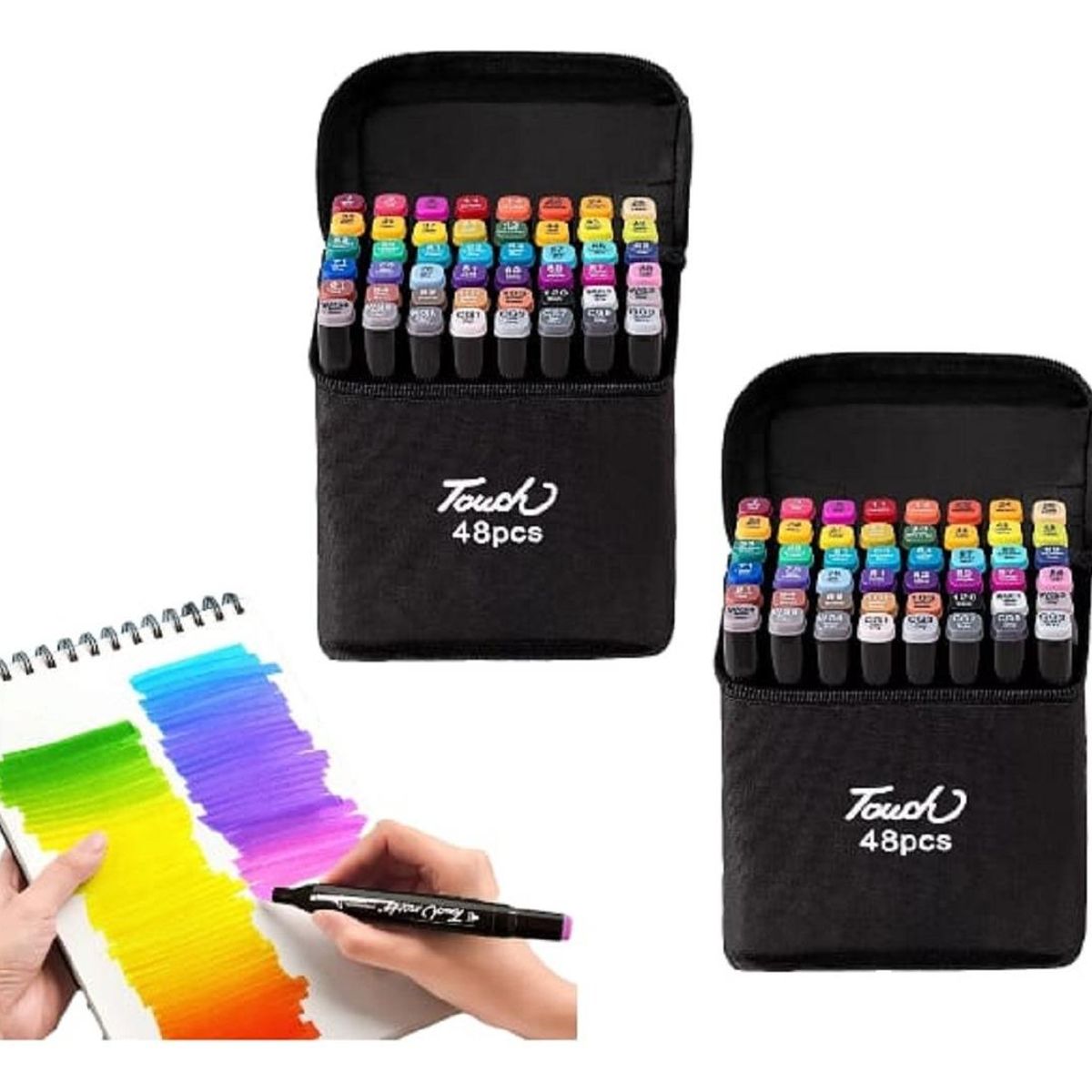 GENERICO - Pack de 48 Plumones Doble Punta para Dibujo y Coloración