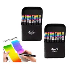 GENERICO - Pack de 48 Plumones Doble Punta para Dibujo y Coloración