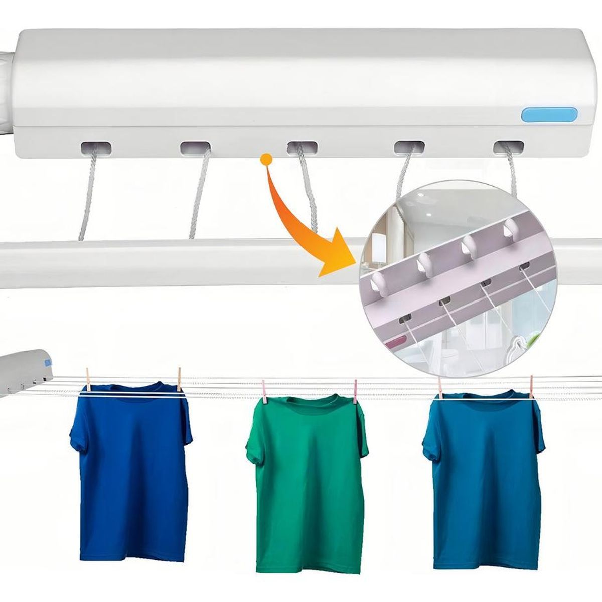 GENERICO - Tendedero Retráctil Telescópico de Ropa Color Blanco