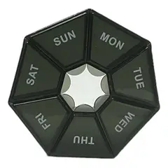GENERICO - Pastillero Heptagonal Semanal Negro de Plástico