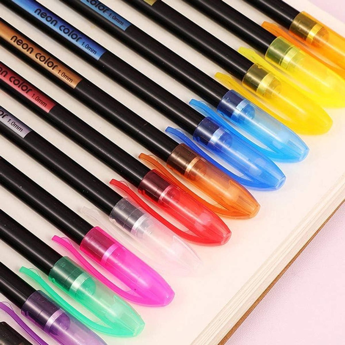 GENERICO - Pack de 12 Lápices Gel Neon Glitter con Tinta Surtida 1mm